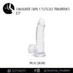 Consolador Chupa Y Testículo Transparente 85 Pulgadas
